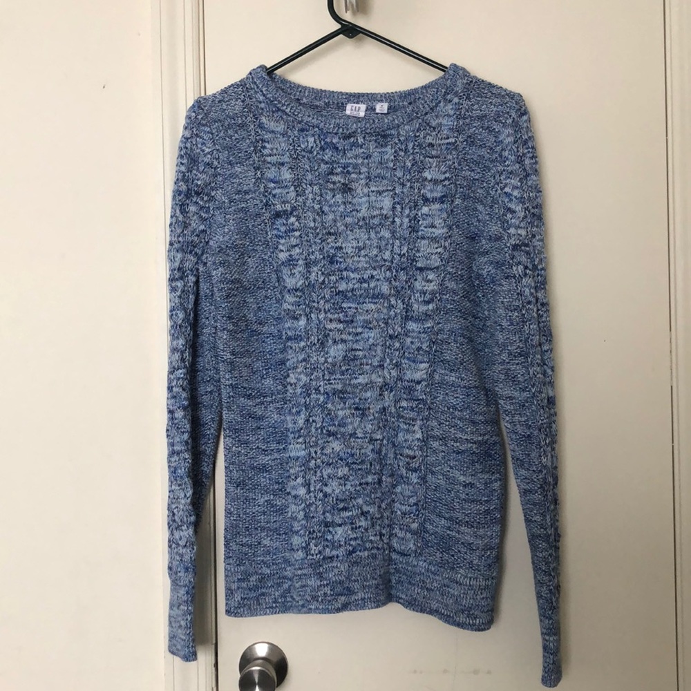 Gap Blue Marl Cable Cotton Sweater Med Tall
